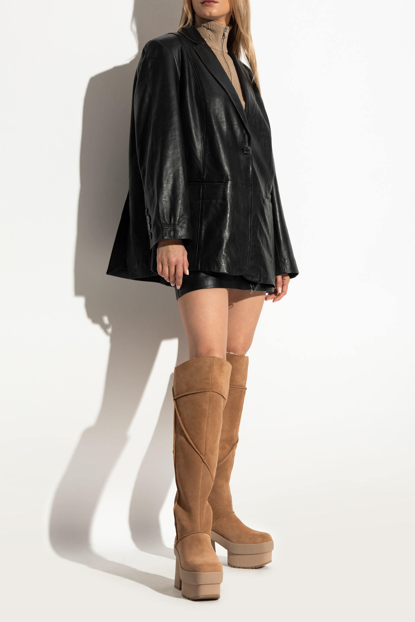 【UGG】★ロングブーツ★ Women's New Heights Platform Xtra UGG NEW HEIGHTS PLATFORM XTRA CHESTNUT SUEDE ZIP WOMEN'S